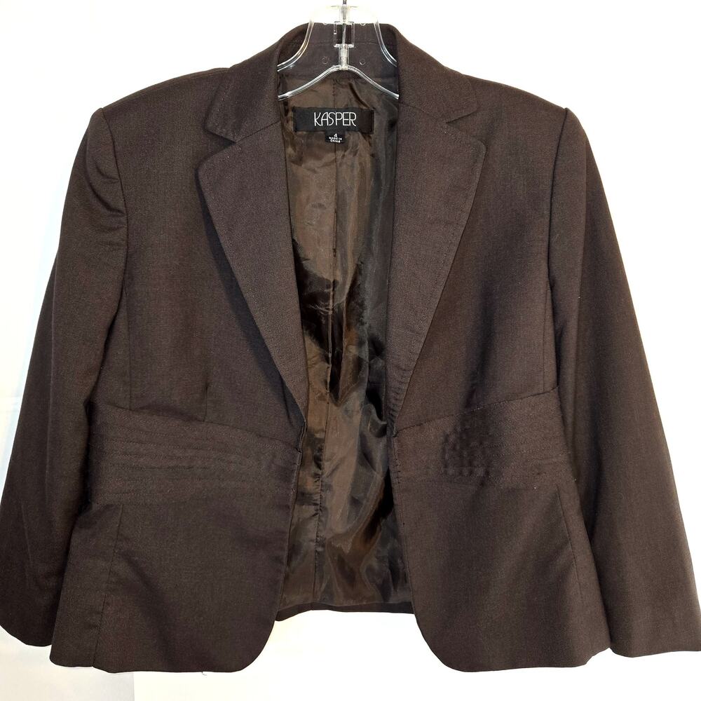 Kasper 4 Women's Blazer Brown Suit Coat Misses Size Small S Jacket